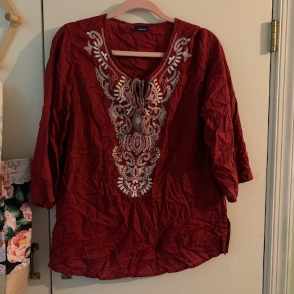 Red flowy shirt